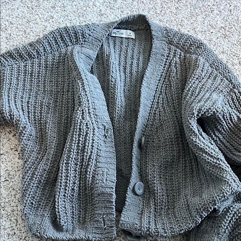 Hollister Gray Knit Cardigan